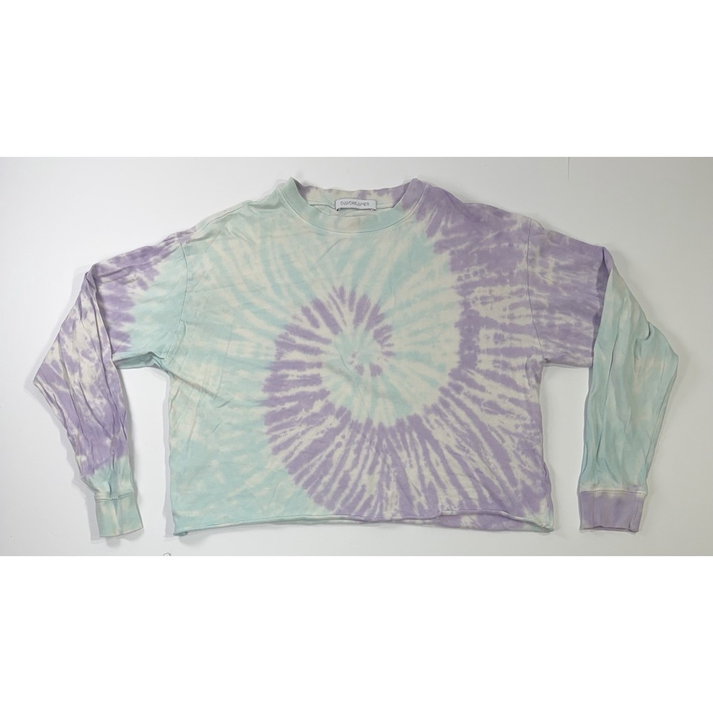Daydreamer Tie Dye Long Sleeve Crop Sweatshirt Womens Small Made USA